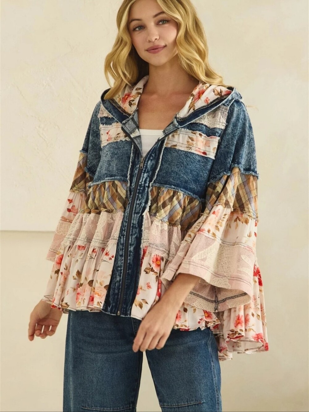 #1791 Oli & Hali Wildflower Wanderer Patchwork Hoodie - Picture 4 of 12